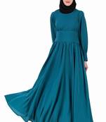 Pleated Anarkali Teal Abaya