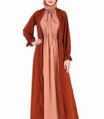 Fancy Dual Color Attached Long Shrug Abaya