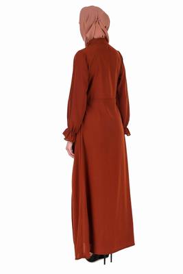 Fancy Dual Color Attached Long Shrug Abaya 4