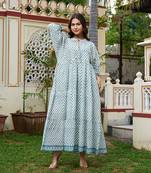 Hand block print maxi dress boho chic flowy dress with 3/4 sleeves