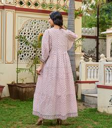 Hand block print cotton tiered maxi dress boho chic dress with 3/4 sleeves