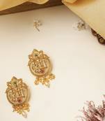 Matte gold south indian temple theme ram darbbar motif earrings