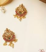 Matte gold south indian temple theme maa lakshmi motif earrings