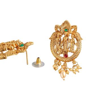 Matte gold south indian temple theme ram darbbar motif earrings 5