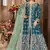 Teal blue embroidery art silk anarkali suit
