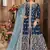 Navy blue embroidery art silk anarkali suit
