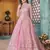 Pink embroidery net anarkali suit