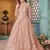 Peach embroidery net anarkali suit