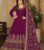 Rani pink embroidery faux georgette anarkali suit