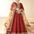 Red embroidery tafeta butti silk anarkali suit