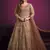 Peach embroidery net anarkali suit