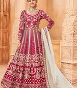 Rani pink embroidery art silk anarkali suit