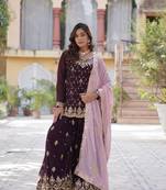 Faux blooming kurta palazzo with dupatta sets