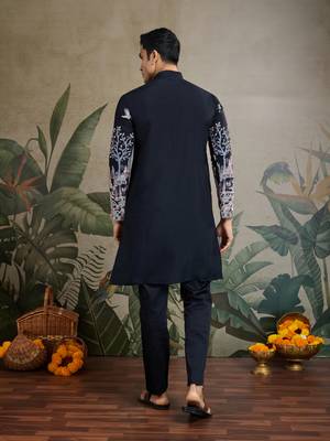 black viscose silk thread & sequins embroidered straight kurta 6