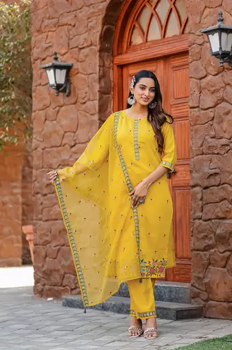 Women modal silk with soft inner kurta kurta with pant and dupatta suit set