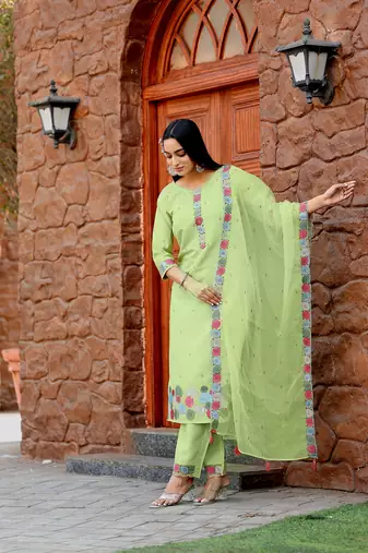 Women modal silk with soft inner kurta kurta with pant and dupatta suit set