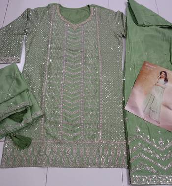 Olive green free size full stitched upto 42 palazzo wedding suits 2