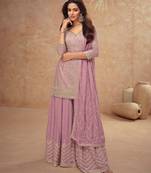 Lavender free size full stitched upto 42 palazzo wedding suits