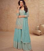 Light blue free size full stitched upto 42 palazzo wedding suits