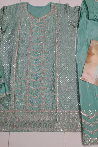 Light blue free size full stitched upto 42 palazzo wedding suits