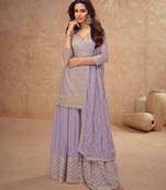 Light purple free size full stitched upto 42 palazzo wedding suits