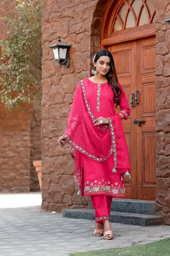 Women modal silk with soft inner kurta kurta with pant and dupatta suit set