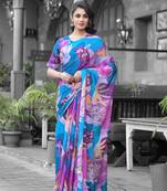 Stylish casual multi imported georgette fancy saree