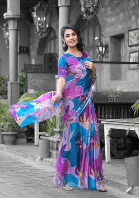 Stylish casual multi imported georgette fancy saree 2