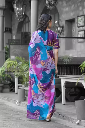 Stylish casual multi imported georgette fancy saree