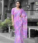 Stylish casual pink imported georgette fancy saree