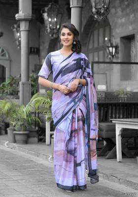 Stylish casual light purple imported georgette fancy saree 1