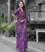 Stylish casual purple imported georgette fancy saree