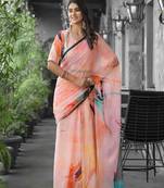 Stylish casual orange imported georgette fancy saree