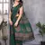 Poly chiffon bottle green  printed saree with blouse piece