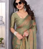 Poly chiffon pista printed saree with blouse piece