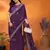 Pure georgette purple sequinned saree with blouse piece