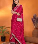 Satin rani sequinned saree with blouse piece