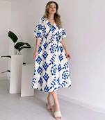 jaipuri cotton base party wear summer special blue gown dress.