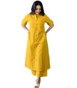 Yellow katha cotton kurta and palazzo set