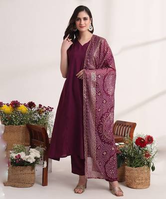 blue  pure cotton a-line kurta dupatta set with handwork 1