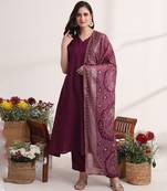 blue  pure cotton a-line kurta dupatta set with handwork