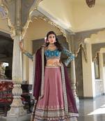 Women's Moonga Silk With Sequins and Thread Embroidery Work Lehenga Choli