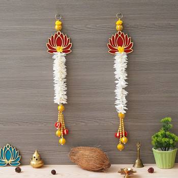 White and Gold Lotus Wall Hanging Wall Decor |Temple Decor Home and Office Decor 1