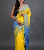 Yellow Handloom Cotton Silk Saree