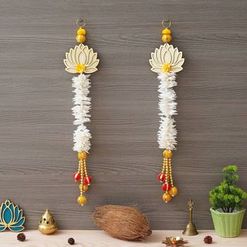 White and Gold Lotus Wall Hanging Wall Decor |Temple Decor Home and Office Decor 1