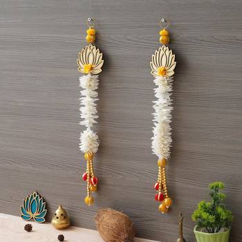 White and Gold Lotus Wall Hanging Wall Decor |Temple Decor Home and Office Decor 2