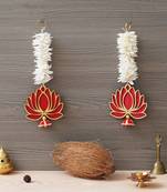 Yellow Lotus With White Gajra Flower Wall Hanging | Lotus Back Drop | Wall and Temple