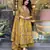 Jaipuri yellow women's cotton blend anarkali printed kurta with palazzo & dupatta