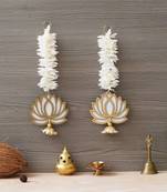 Yellow Lotus with White Gajra Flower Wall Hanging |Lotus Back Drop Hanging | Wall Decor