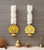 Yellow Lotus with White Gajra Flower Wall Hanging |Lotus Back Drop Hanging